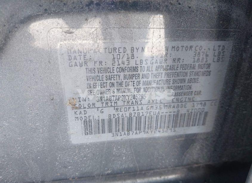 Photo 9 of 2019 Nissan Sentra S (VIN 3N1AB7AP9KY245295)