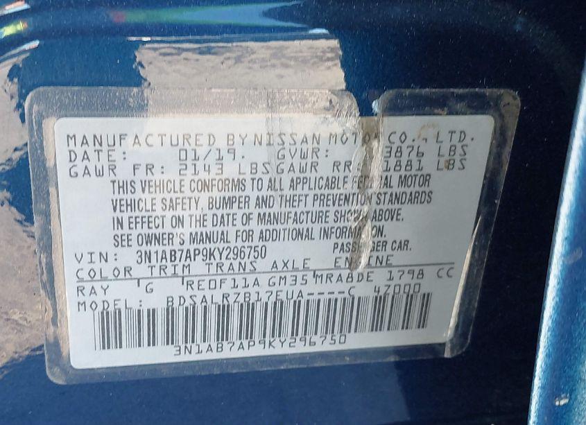 Photo 9 of 2019 Nissan Sentra SR (VIN 3N1AB7AP9KY296750)