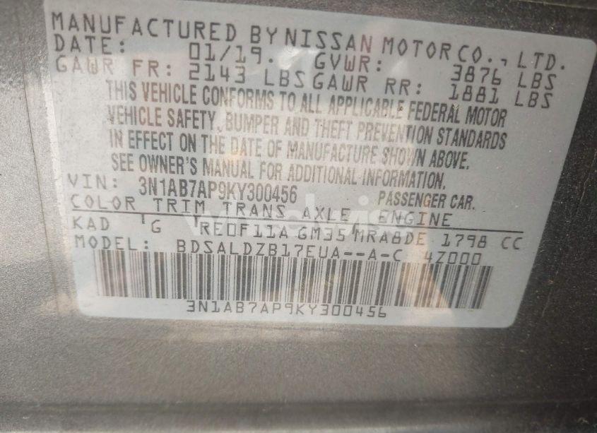 Photo 9 of 2019 Nissan Sentra SV (VIN 3N1AB7AP9KY300456)