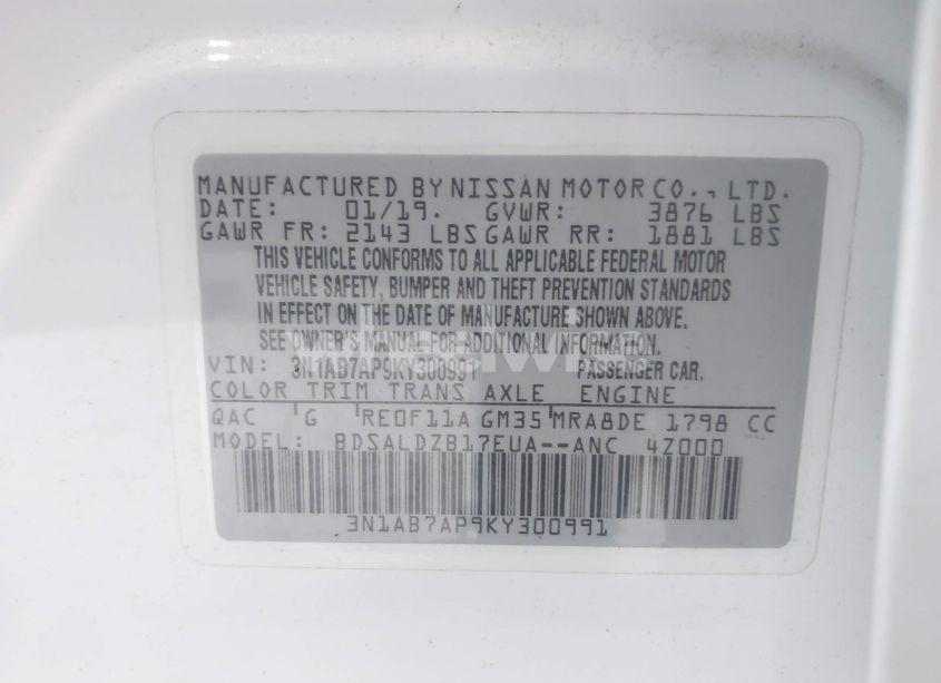 Photo 9 of 2019 Nissan Sentra SV (VIN 3N1AB7AP9KY300991)