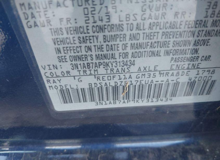 Photo 9 of 2019 Nissan Sentra SV (VIN 3N1AB7AP9KY313434)