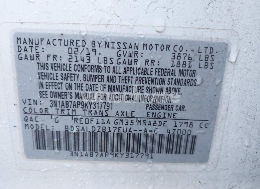 Photo 9 of 2019 Nissan Sentra SV (VIN 3N1AB7AP9KY317791)