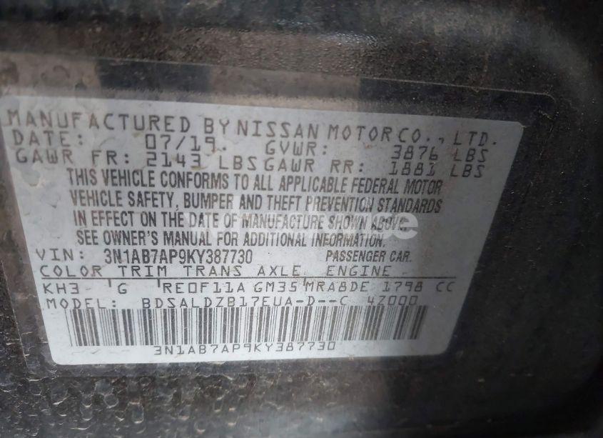 Photo 9 of 2019 Nissan Sentra SV (VIN 3N1AB7AP9KY387730)