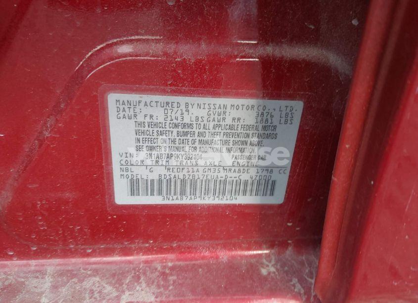 Photo 9 of 2019 Nissan Sentra SV (VIN 3N1AB7AP9KY392104)