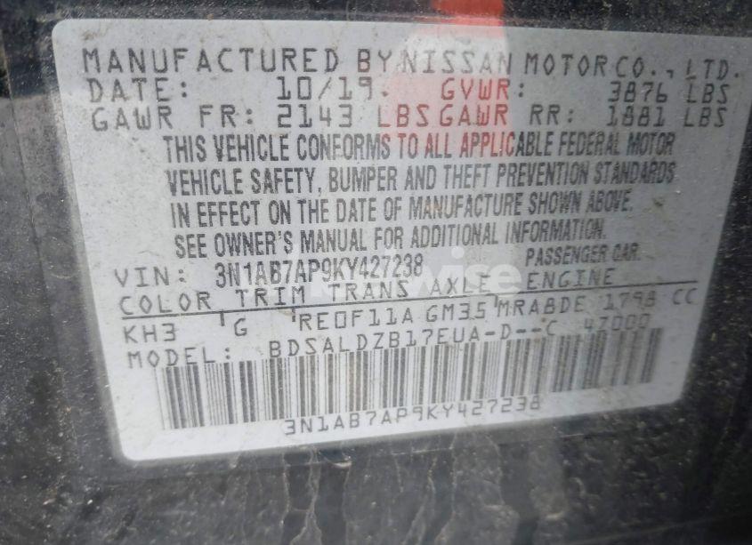 Photo 9 of 2019 Nissan Sentra SV (VIN 3N1AB7AP9KY427238)