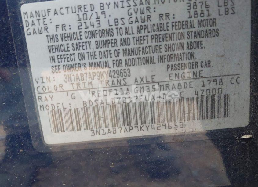 Photo 9 of 2019 Nissan Sentra SV (VIN 3N1AB7AP9KY429653)