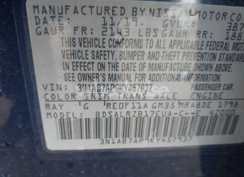 Photo 9 of 2019 Nissan Sentra SR (VIN 3N1AB7AP9KY457937)