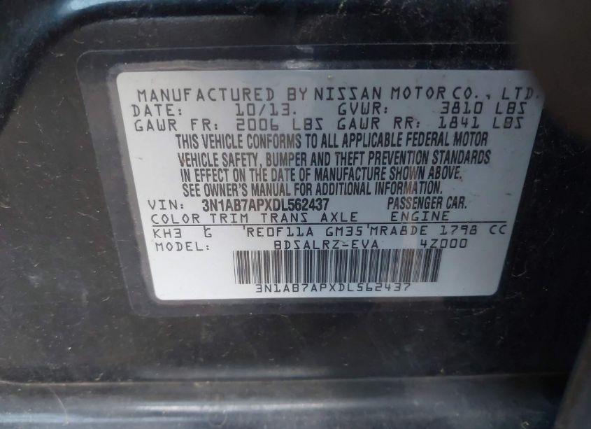 Photo 9 of 2013 Nissan Sentra SR (VIN 3N1AB7APXDL562437)