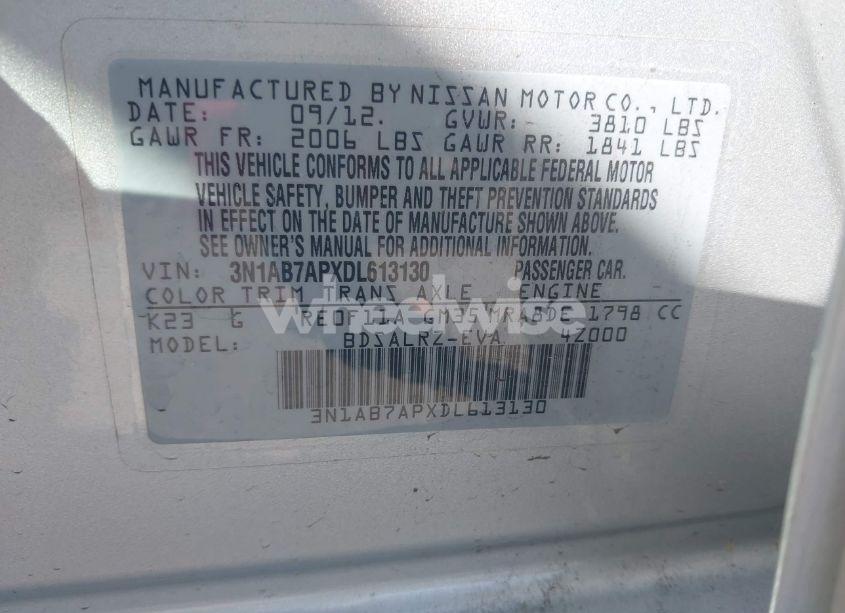 Photo 9 of 2013 Nissan Sentra SR (VIN 3N1AB7APXDL613130)