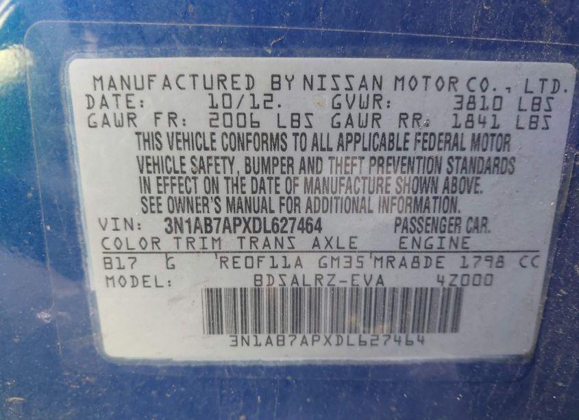 Photo 9 of 2013 Nissan Sentra SR (VIN 3N1AB7APXDL627464)