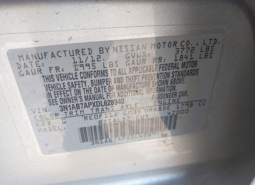 Photo 9 of 2013 Nissan Sentra SV (VIN 3N1AB7APXDL628940)