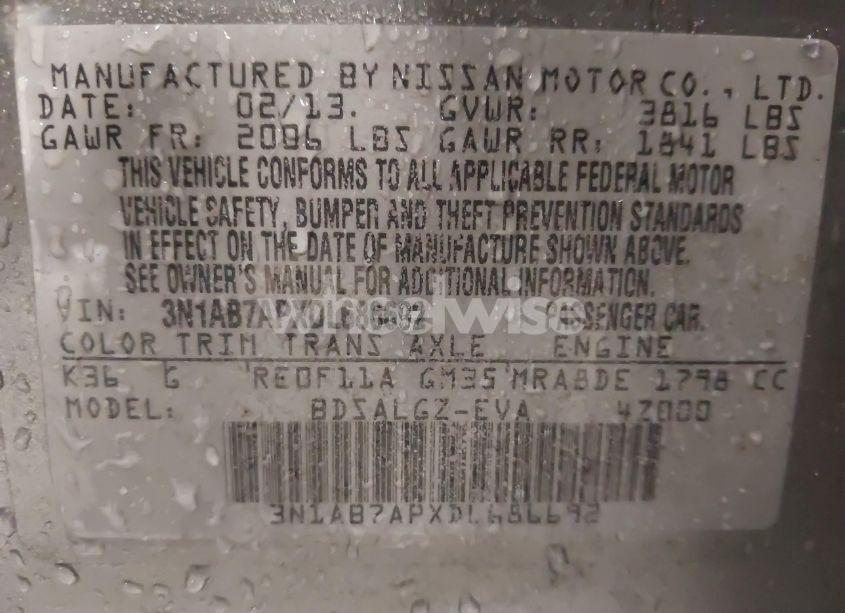 Photo 9 of 2013 Nissan Sentra SL (VIN 3N1AB7APXDL686692)