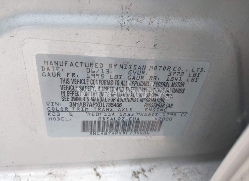 Photo 9 of 2013 Nissan Sentra SV (VIN 3N1AB7APXDL735406)