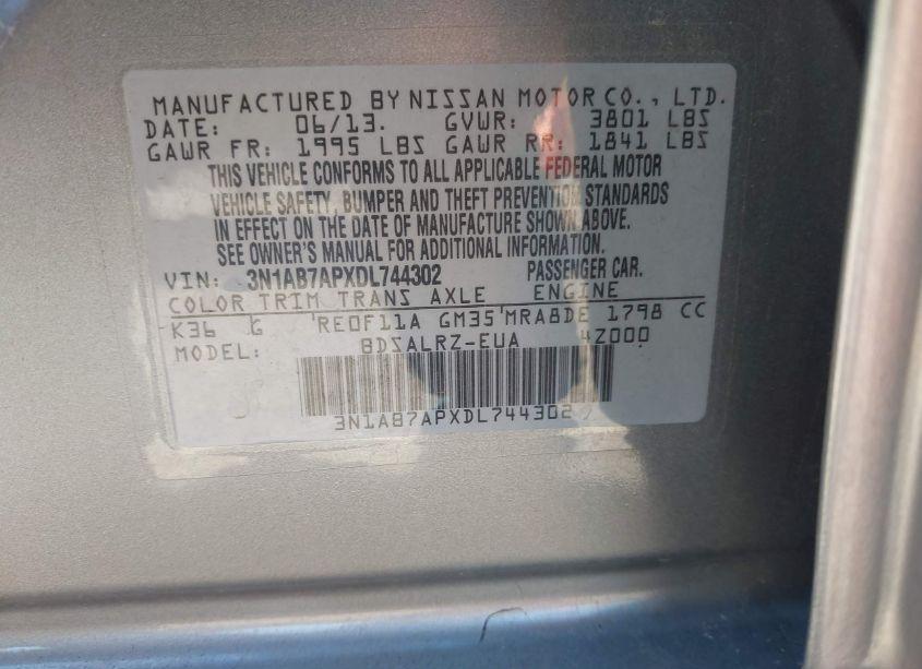 Photo 9 of 2013 Nissan Sentra SR (VIN 3N1AB7APXDL744302)