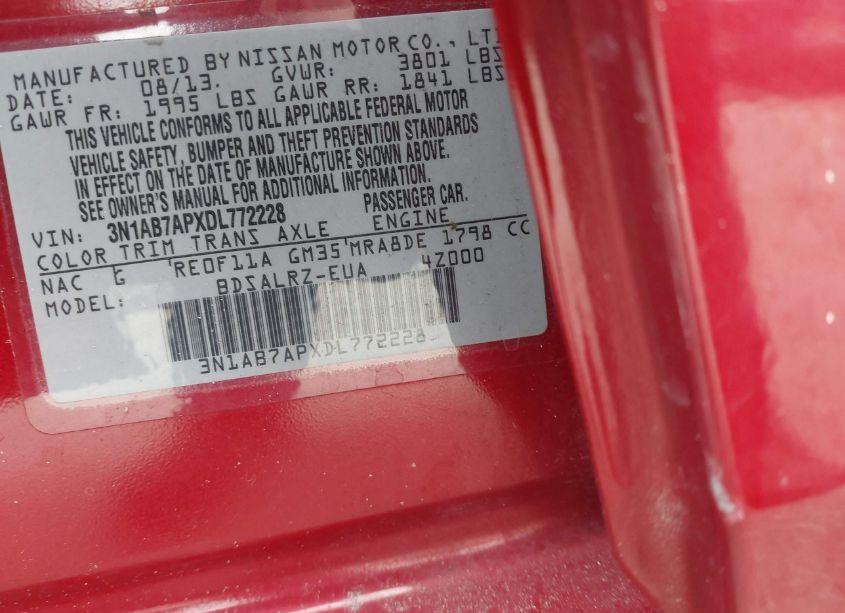 Photo 9 of 2013 Nissan Sentra SR (VIN 3N1AB7APXDL772228)