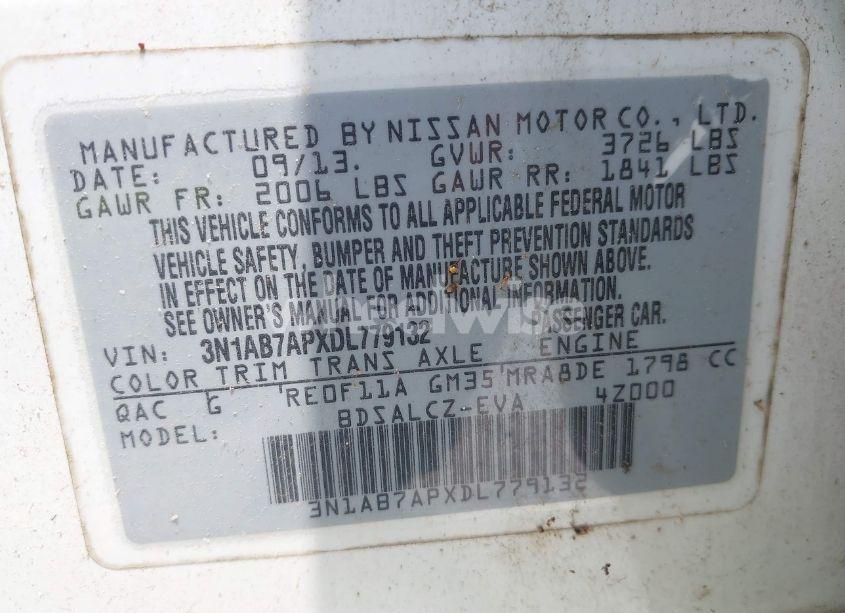 Photo 9 of 2013 Nissan Sentra S (VIN 3N1AB7APXDL779132)