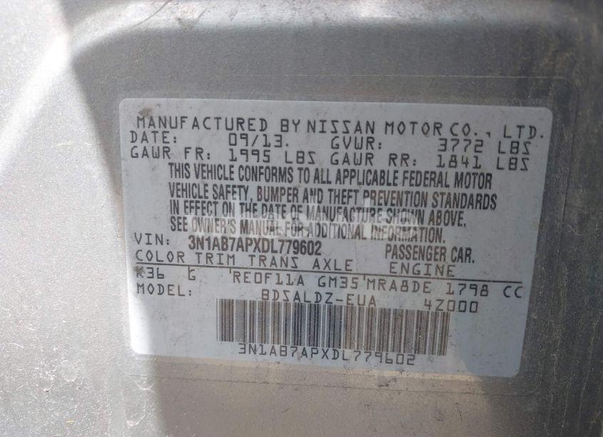 Photo 9 of 2013 Nissan Sentra SV (VIN 3N1AB7APXDL779602)