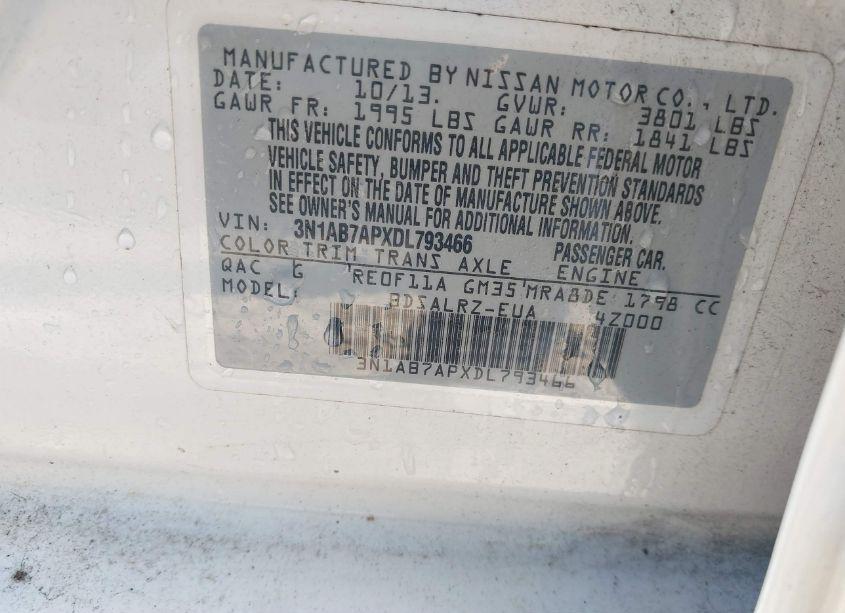 Photo 9 of 2013 Nissan Sentra SR (VIN 3N1AB7APXDL793466)