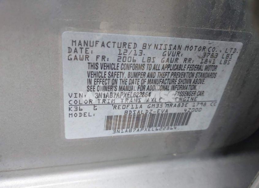 Photo 9 of 2014 Nissan Sentra SV (VIN 3N1AB7APXEL622864)