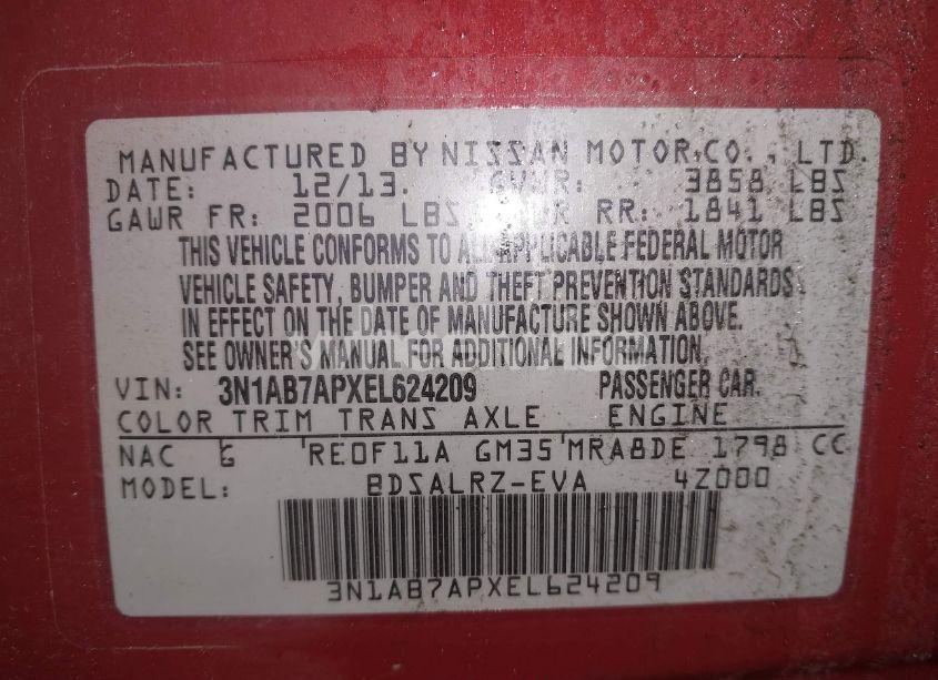 Photo 9 of 2014 Nissan Sentra SR (VIN 3N1AB7APXEL624209)