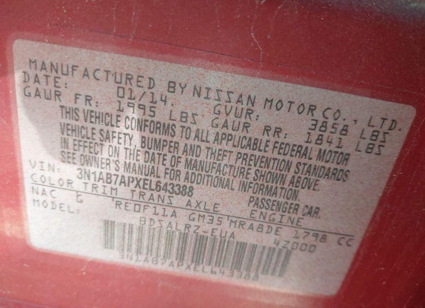 Photo 9 of 2014 Nissan Sentra SR (VIN 3N1AB7APXEL643388)