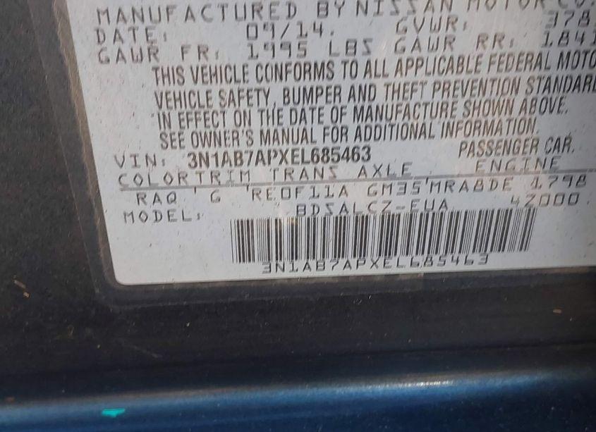 Photo 9 of 2014 Nissan Sentra S (VIN 3N1AB7APXEL685463)