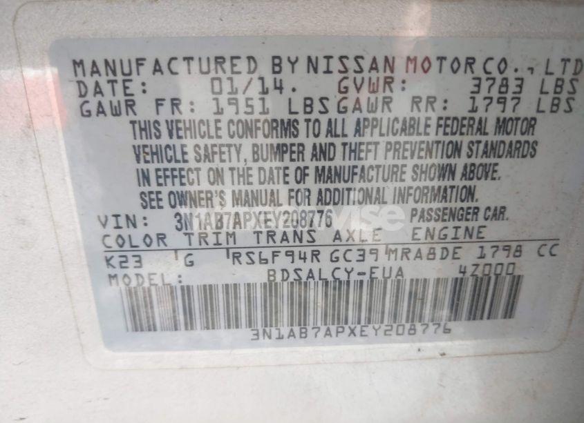 Photo 9 of 2014 Nissan Sentra S (VIN 3N1AB7APXEY208776)