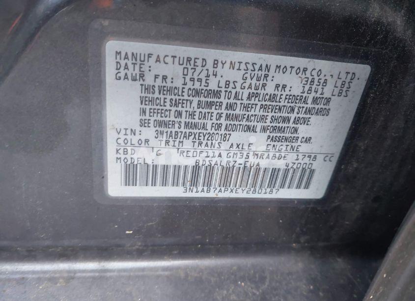 Photo 9 of 2014 Nissan Sentra SR (VIN 3N1AB7APXEY280187)