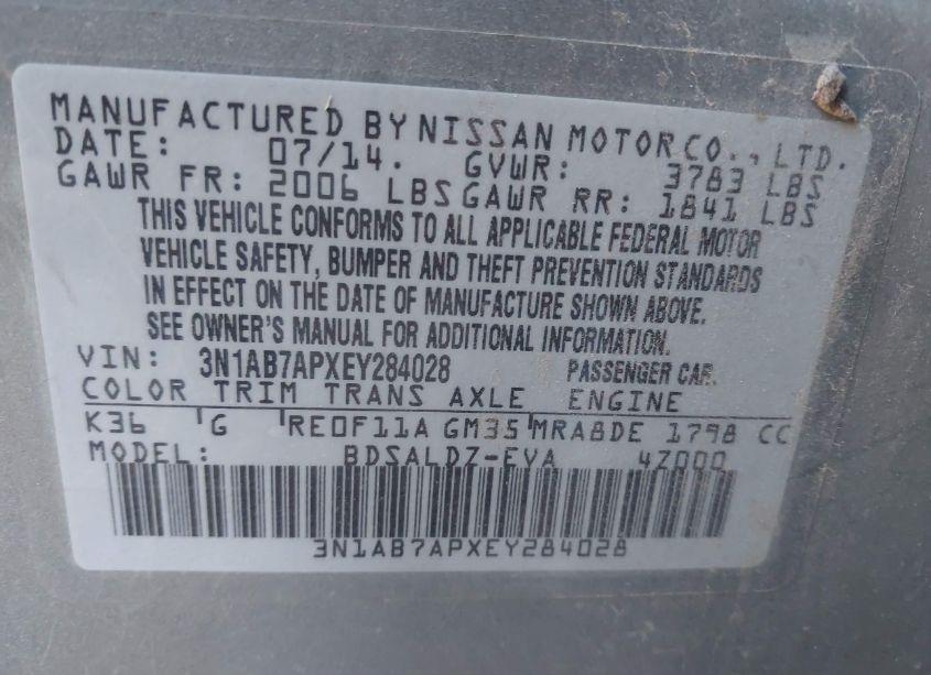 Photo 9 of 2014 Nissan Sentra SV (VIN 3N1AB7APXEY284028)