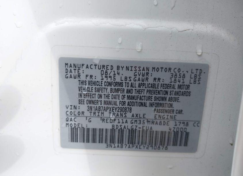 Photo 9 of 2014 Nissan Sentra SL (VIN 3N1AB7APXEY290878)