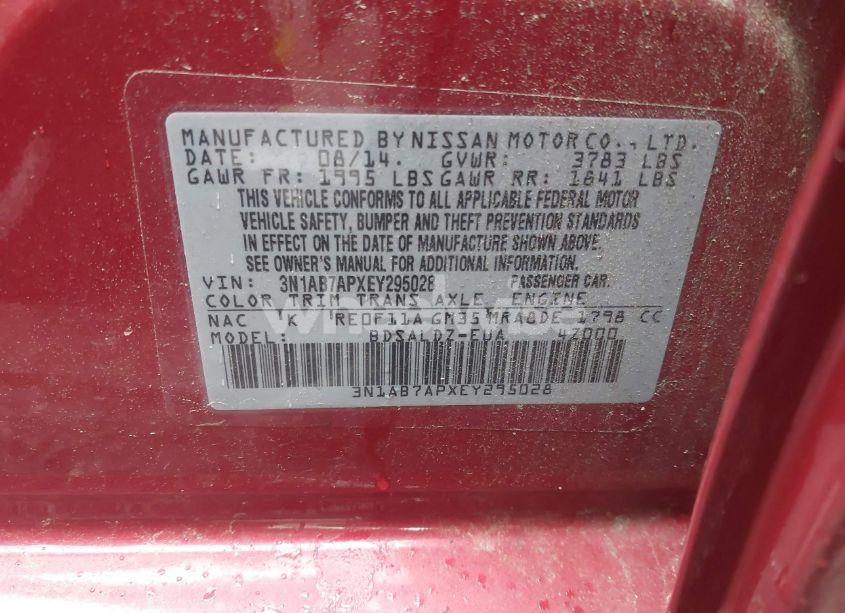 Photo 9 of 2014 Nissan Sentra SV (VIN 3N1AB7APXEY295028)