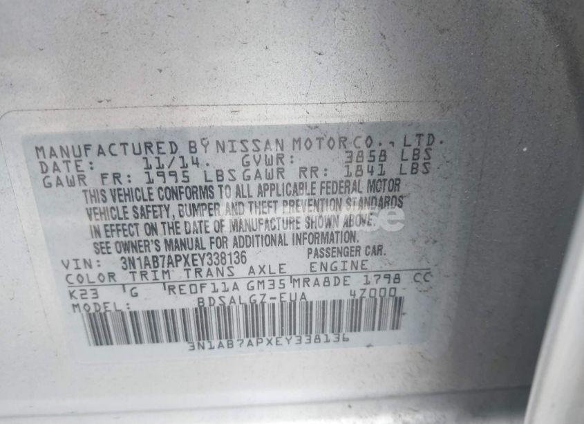 Photo 8 of 2014 Nissan Sentra SL (VIN 3N1AB7APXEY338136)