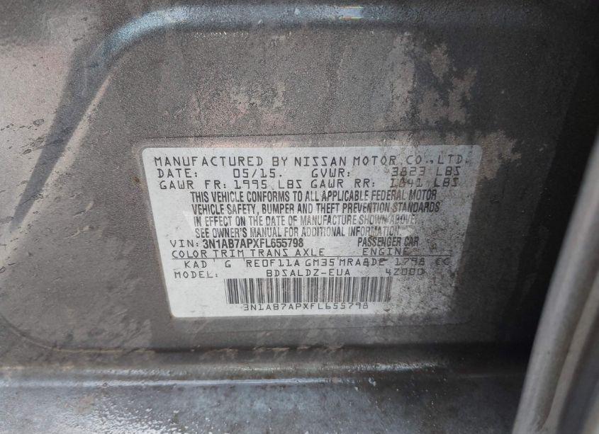 Photo 9 of 2015 Nissan Sentra FE+ S/S/SL/SR/SV (VIN 3N1AB7APXFL655798)