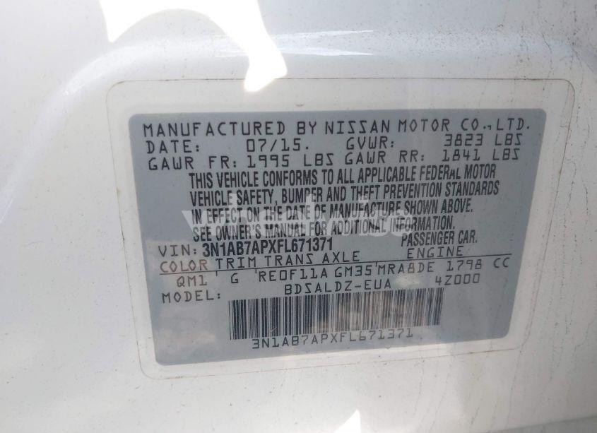 Photo 9 of 2015 Nissan Sentra SV (VIN 3N1AB7APXFL671371)