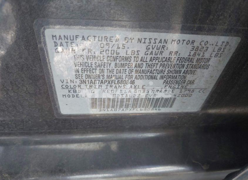 Photo 9 of 2015 Nissan Sentra SV (VIN 3N1AB7APXFL680846)