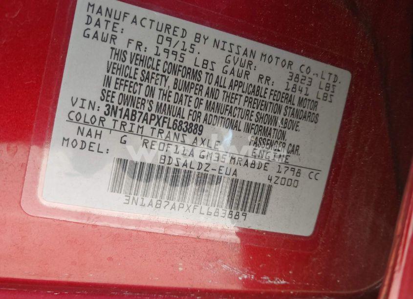 Photo 9 of 2015 Nissan Sentra SV (VIN 3N1AB7APXFL683889)