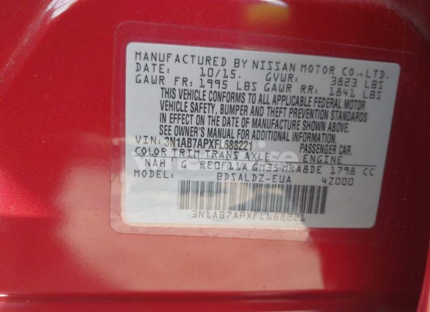 Photo 9 of 2015 Nissan Sentra SV (VIN 3N1AB7APXFL688221)