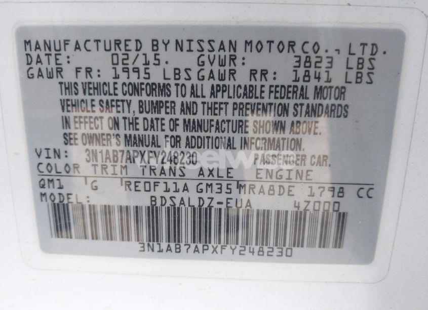 Photo 9 of 2015 Nissan Sentra (VIN 3N1AB7APXFY248230)