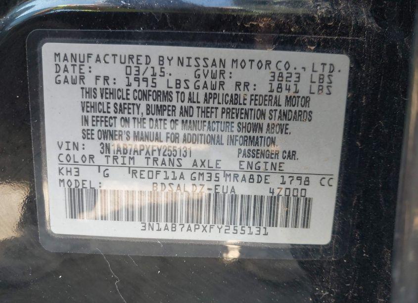 Photo 9 of 2015 Nissan Sentra SV (VIN 3N1AB7APXFY255131)