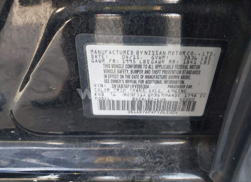 Photo 9 of 2015 Nissan Sentra FE+ S/S/SL/SR/SV (VIN 3N1AB7APXFY265304)