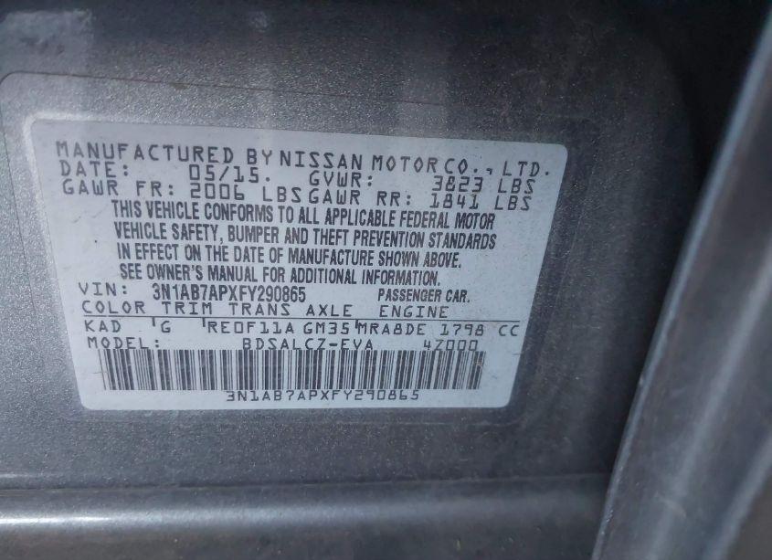 Photo 9 of 2015 Nissan Sentra S (VIN 3N1AB7APXFY290865)
