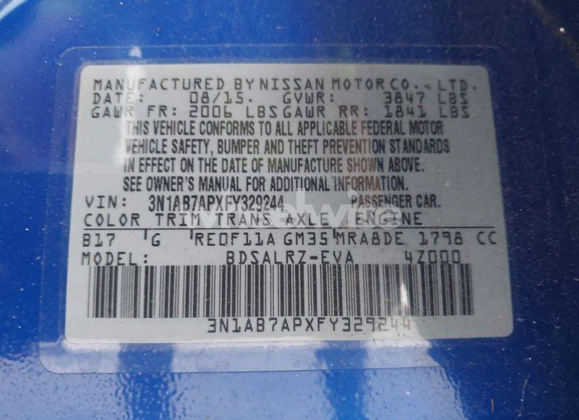 Photo 9 of 2015 Nissan Sentra SR (VIN 3N1AB7APXFY329244)