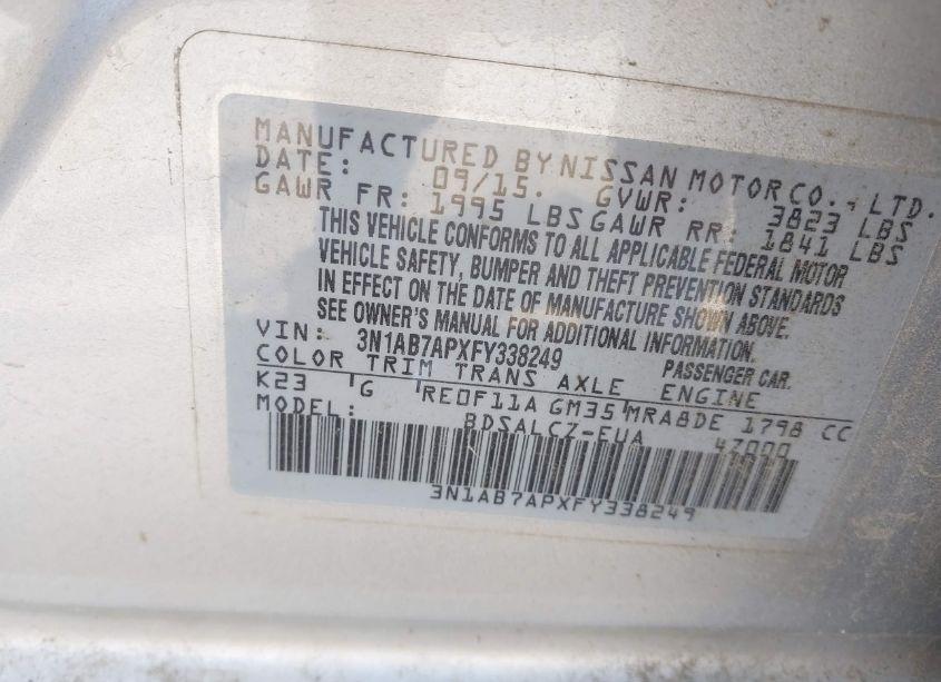 Photo 9 of 2015 Nissan Sentra S (VIN 3N1AB7APXFY338249)