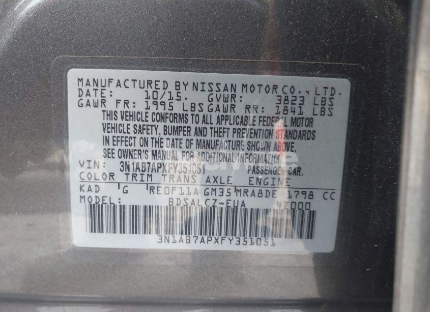 Photo 9 of 2015 Nissan Sentra S (VIN 3N1AB7APXFY351051)