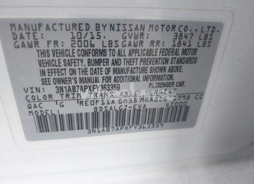 Photo 9 of 2015 Nissan Sentra SL (VIN 3N1AB7APXFY363359)