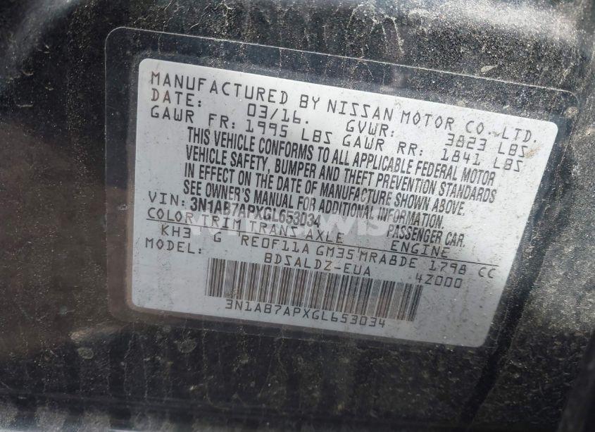 Photo 9 of 2016 Nissan Sentra SV (VIN 3N1AB7APXGL653034)