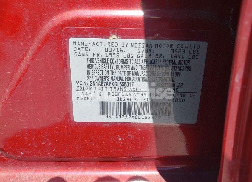 Photo 9 of 2016 Nissan Sentra FE+ S/S/SL/SR/SV (VIN 3N1AB7APXGL655317)