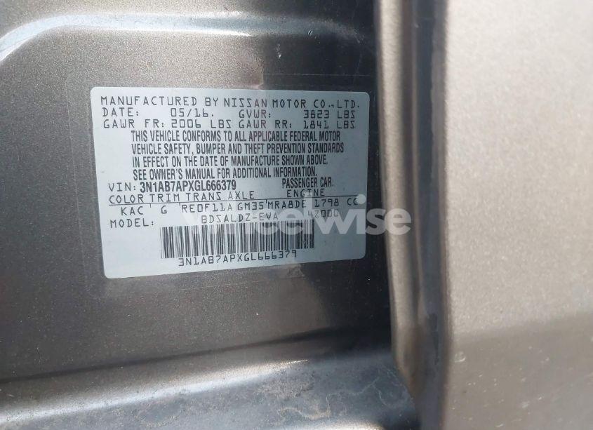 Photo 9 of 2016 Nissan Sentra FE+ S/S/SL/SR/SV (VIN 3N1AB7APXGL666379)