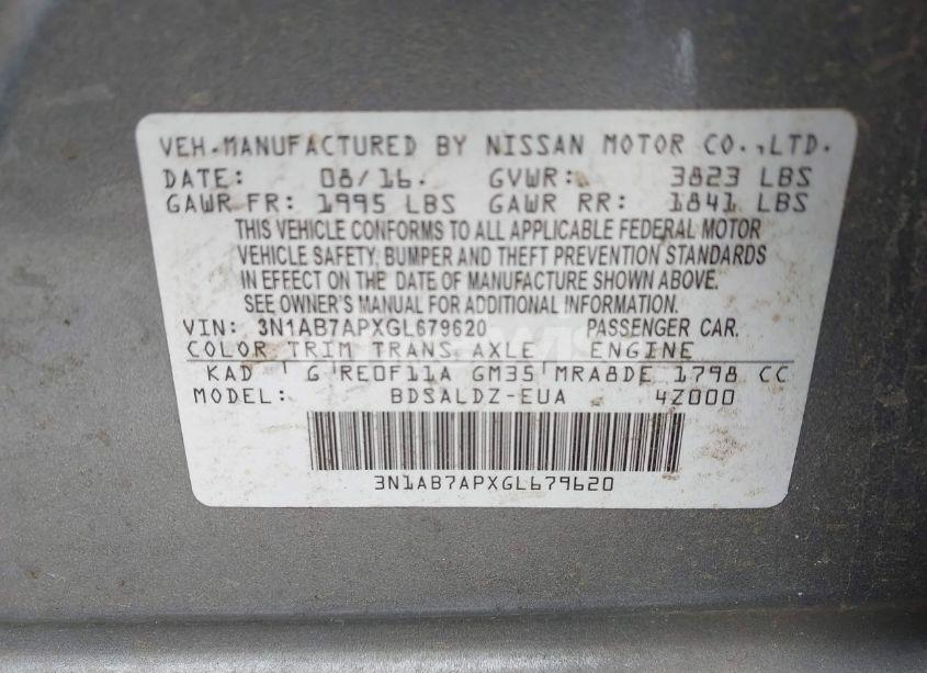 Photo 9 of 2016 Nissan Sentra SV (VIN 3N1AB7APXGL679620)