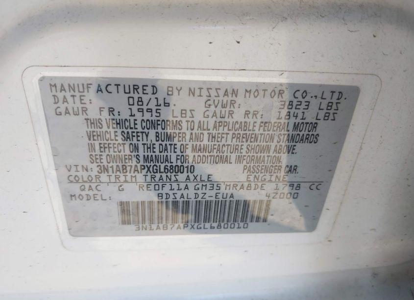 Photo 9 of 2016 Nissan Sentra SV (VIN 3N1AB7APXGL680010)